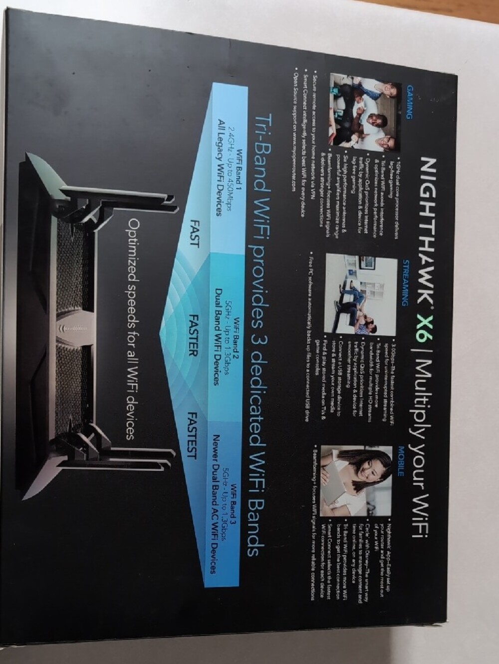 NETGEAR Nighthawk X6 Tri-Band WiFi Router - Black and Blue Packaging - Picture 3 of 4